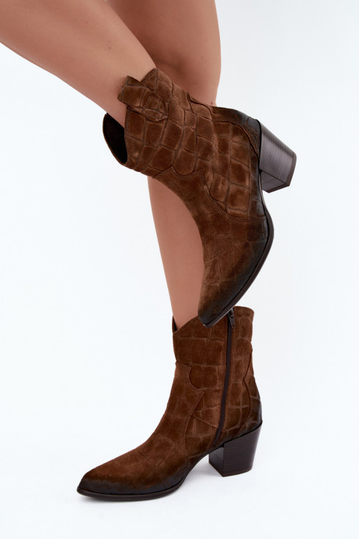 Wildleder Cowboy-Stiefel mit Prägung Zazoo 1988 braun