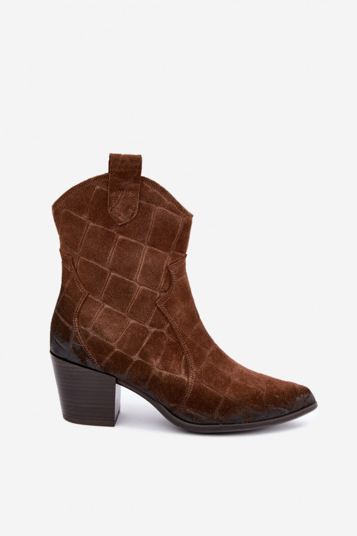 Wildleder Cowboy-Stiefel mit Prägung Zazoo 1988 braun