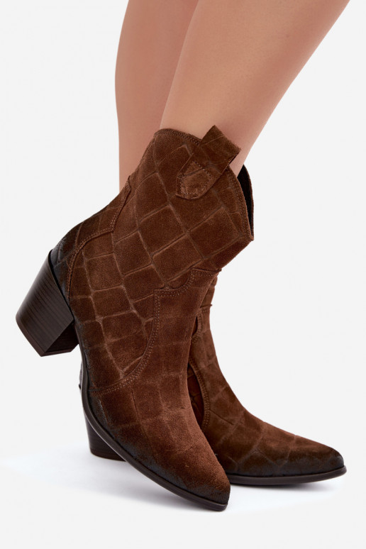 Wildleder Cowboy-Stiefel mit Prägung Zazoo 1988 braun