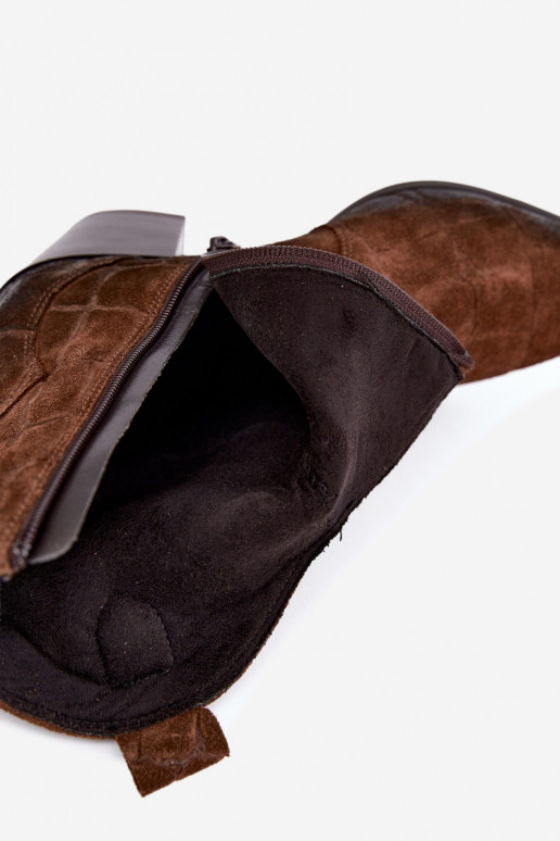 Wildleder Cowboy-Stiefel mit Prägung Zazoo 1988 braun