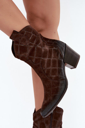 Wildleder Cowboy-Stiefel mit Prägung Zazoo 1988 schokoladenfarben
