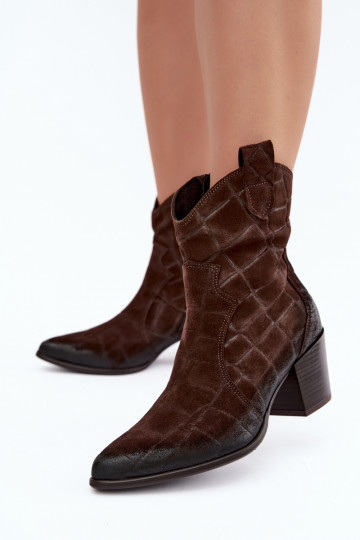 Wildleder Cowboy-Stiefel mit Prägung Zazoo 1988 schokoladenfarben 2