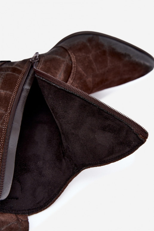 Wildleder Cowboy-Stiefel mit Prägung Zazoo 1988 schokoladenfarben