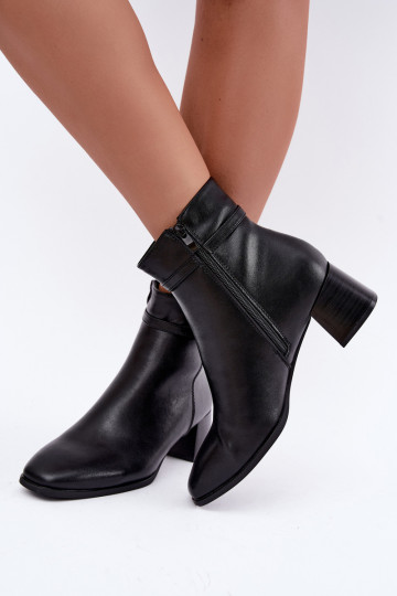 Leder isolierte Damen Stiefeletten mit Schnallen Sergio Leone BT-34 schwarz 2