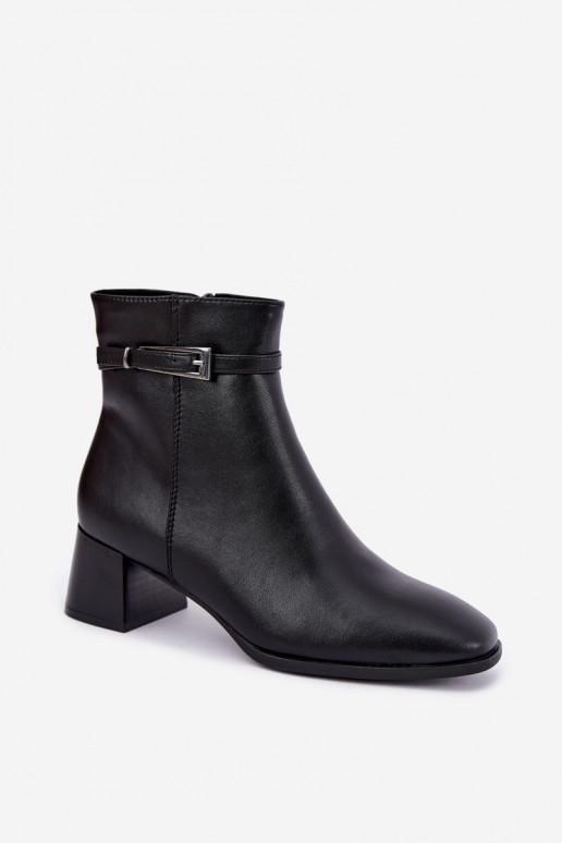 Leder isolierte Damen Stiefeletten mit Schnallen Sergio Leone BT-34 schwarz