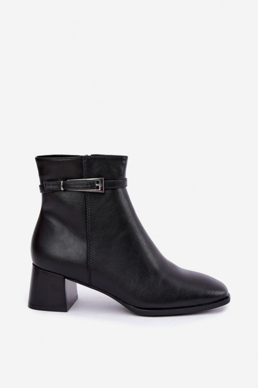 Leder isolierte Damen Stiefeletten mit Schnallen Sergio Leone BT-34 schwarz