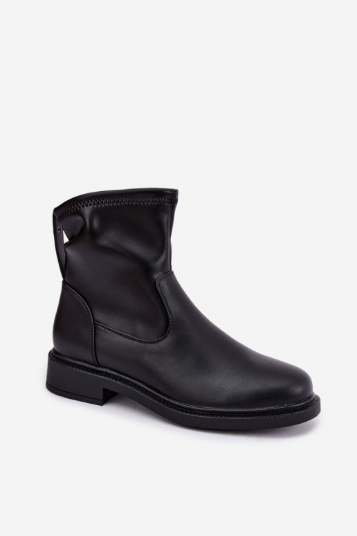 Wärmende Stiefeletten aus Kunstleder mit breiten Absätzen Sergio Leone BT-62 schwarz