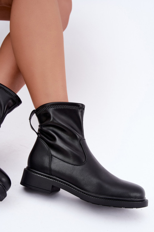 Wärmende Stiefeletten aus Kunstleder mit breiten Absätzen Sergio Leone BT-62 schwarz