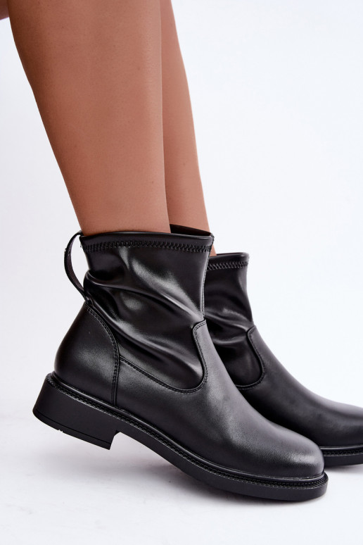 Wärmende Stiefeletten aus Kunstleder mit breiten Absätzen Sergio Leone BT-62 schwarz