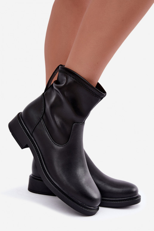 Wärmende Stiefeletten aus Kunstleder mit breiten Absätzen Sergio Leone BT-62 schwarz