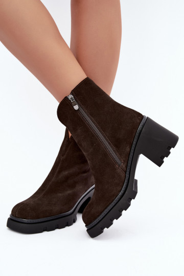 Wärmende Schuhe aus Kunstveloursleder mit Absätzen T.Sokolski SH Z26-428 schokoladenbraun 2