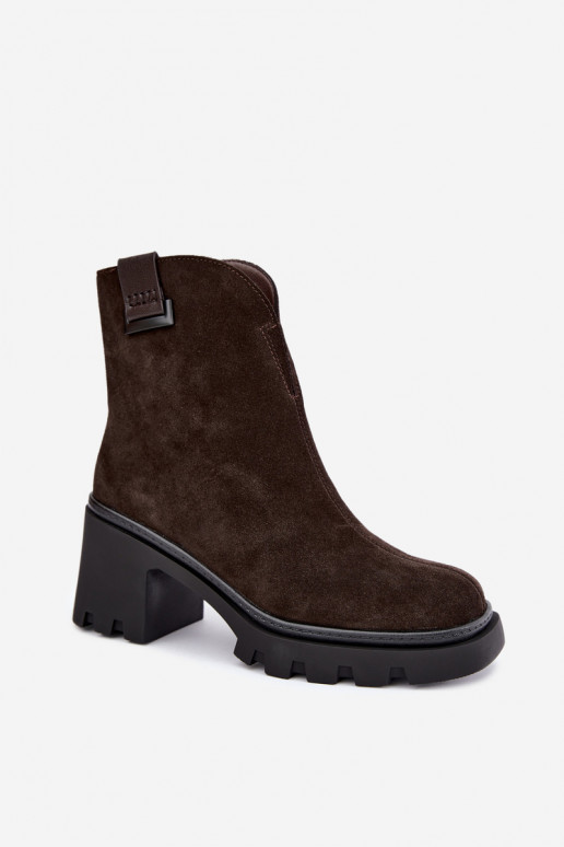 Wärmende Schuhe aus Kunstveloursleder mit Absätzen T.Sokolski SH Z26-428 schokoladenbraun