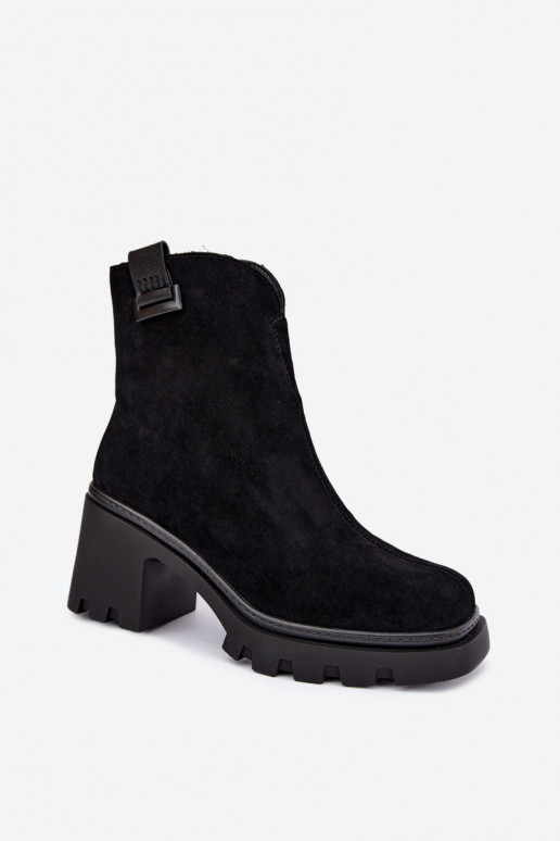 Wärmende Schuhe aus Kunstveloursleder mit Absätzen T.Sokolski SH Z26-428 schwarz