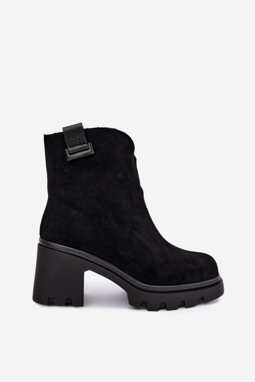 Wärmende Schuhe aus Kunstveloursleder mit Absätzen T.Sokolski SH Z26-428 schwarz