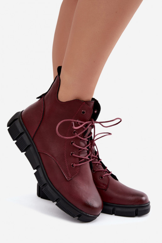 Isolierte Stiefeletten aus Kunstleder burgunderfarben Girelisse
