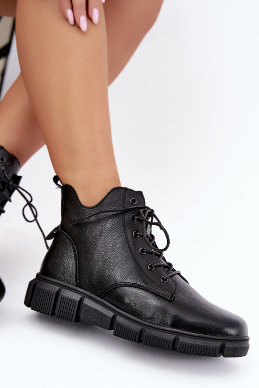 Isolierte Stiefeletten aus Kunstleder schwarz Girelisse