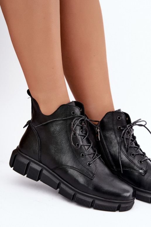 Isolierte Stiefeletten aus Kunstleder schwarz Girelisse