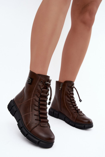 Wärmende Damenstiefeletten aus Kunstleder schokoladenfarben Savelia 2