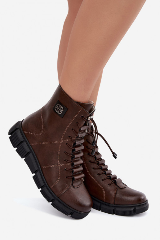 Wärmende Damenstiefeletten aus Kunstleder schokoladenfarben Savelia