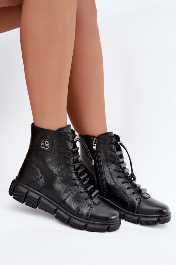 Wärmende Damenstiefeletten aus Kunstleder schwarz Savelia