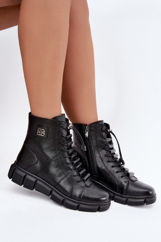 Wärmende Damenstiefeletten aus Kunstleder schwarz Savelia