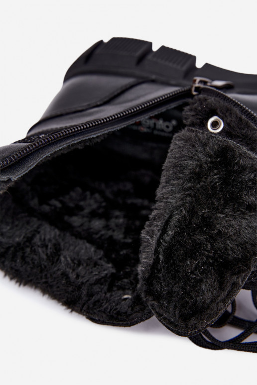 Wärmende Damenstiefeletten aus Kunstleder schwarz INanelia