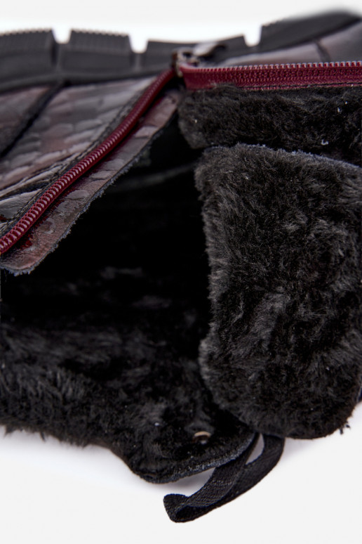 Isolierte Damenstiefeletten aus Kunstleder mit Lackeffekt burgunderfarben Canelia