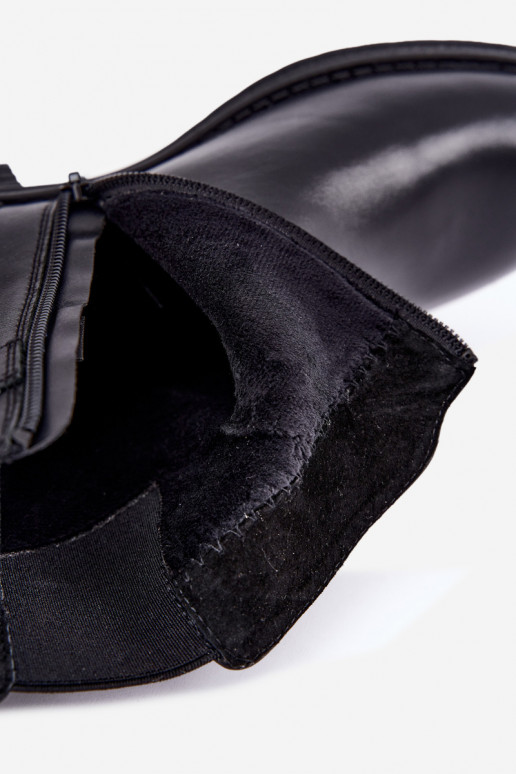 Isolierte Damenstiefeletten aus Kunstleder mit Schnallen Sergio Leone BT-43 schwarz