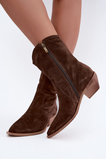 Faux-Suede Cowboy-Stil isolierte Stiefel Zazoo 4311 in Schokoladenfarbe 2