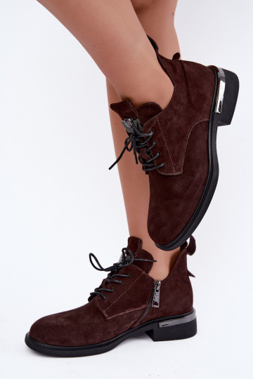 Faux-Suede Stiefeletten Vinceza 89151 in Schokoladenfarbe