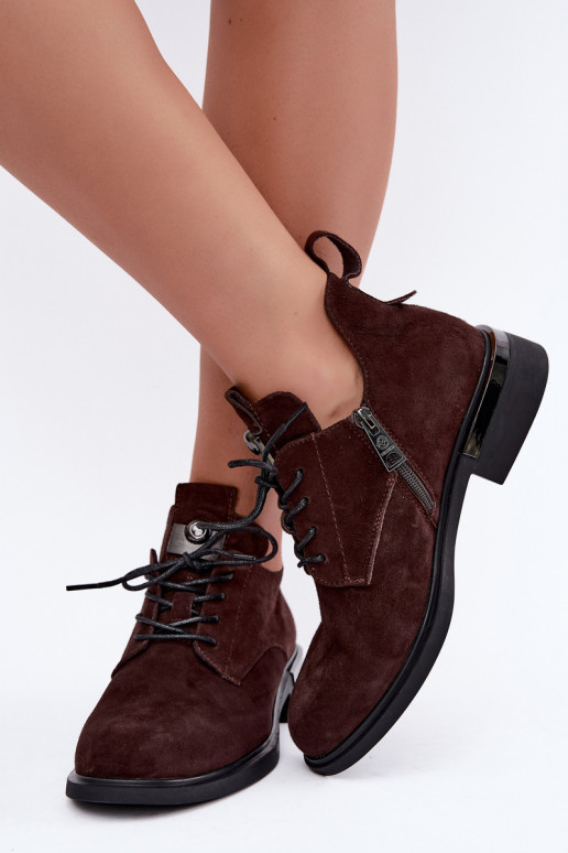 Faux-Suede Stiefeletten Vinceza 89151 in Schokoladenfarbe