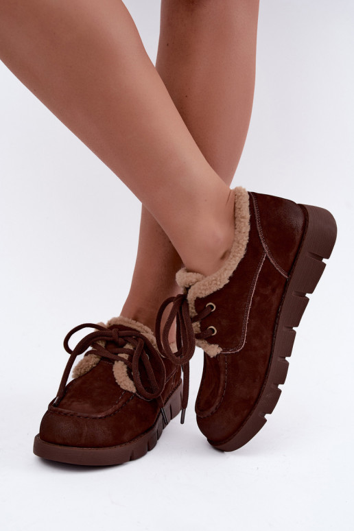 Faux-Suede niedrige Schneestiefel Vinceza 67022 in Schokoladenfarbe