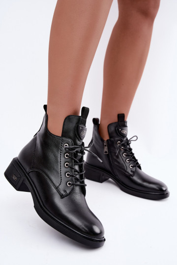 Leder Stiefeletten mit Ornamenten Vinceza 133145 in schwarzer Farbe