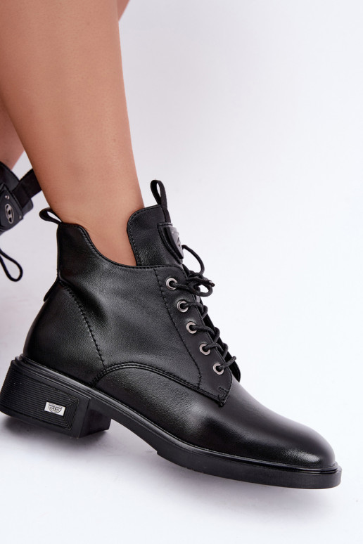 Leder Stiefeletten mit Ornamenten Vinceza 133145 in schwarzer Farbe