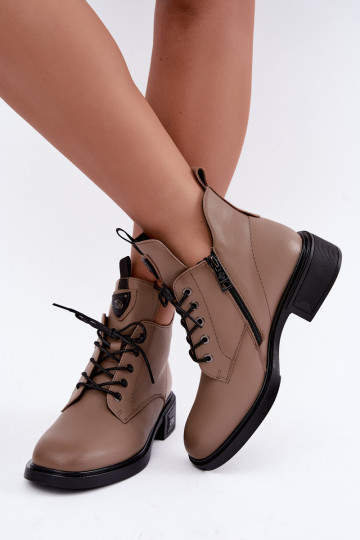Leder Stiefeletten mit Ornamenten Vinceza 133145 in Sandfarbe 2