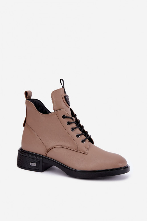 Leder Stiefeletten mit Ornamenten Vinceza 133145 in Sandfarbe