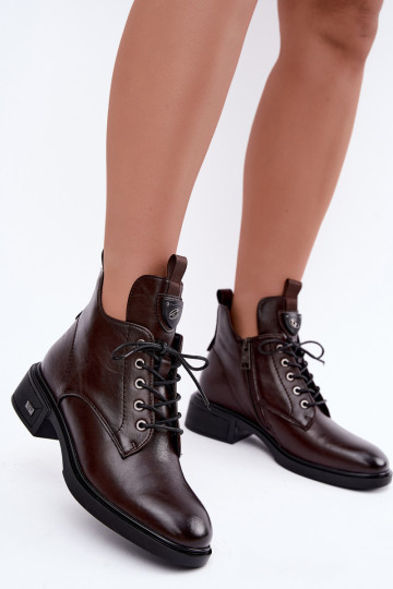 Leder Stiefeletten mit Ornamenten Vinceza 133145 in Schokoladenfarbe