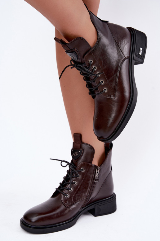 Leder Stiefeletten mit Ornamenten Vinceza 133145 in Schokoladenfarbe