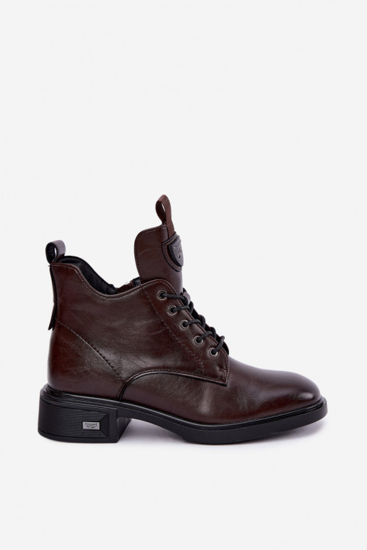 Leder Stiefeletten mit Ornamenten Vinceza 133145 in Schokoladenfarbe