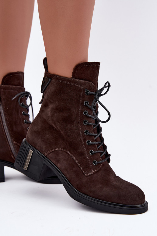 Wärmende Stiefeletten aus Kunstveloursleder Vinceza Czekolado