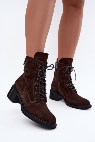 Wärmende Stiefeletten aus Kunstveloursleder Vinceza Czekolado 2