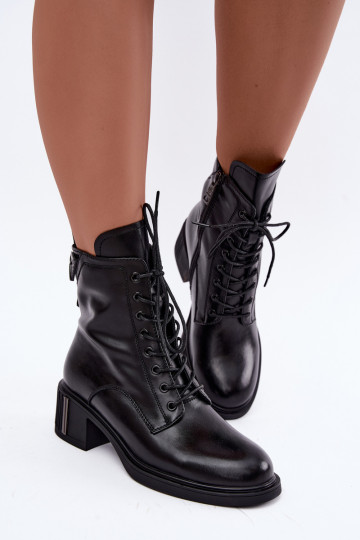 Wärmende Stiefeletten aus Leder Vinceza schwarz