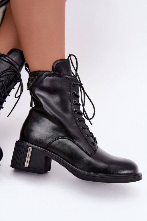 Wärmende Stiefeletten aus Leder Vinceza schwarz