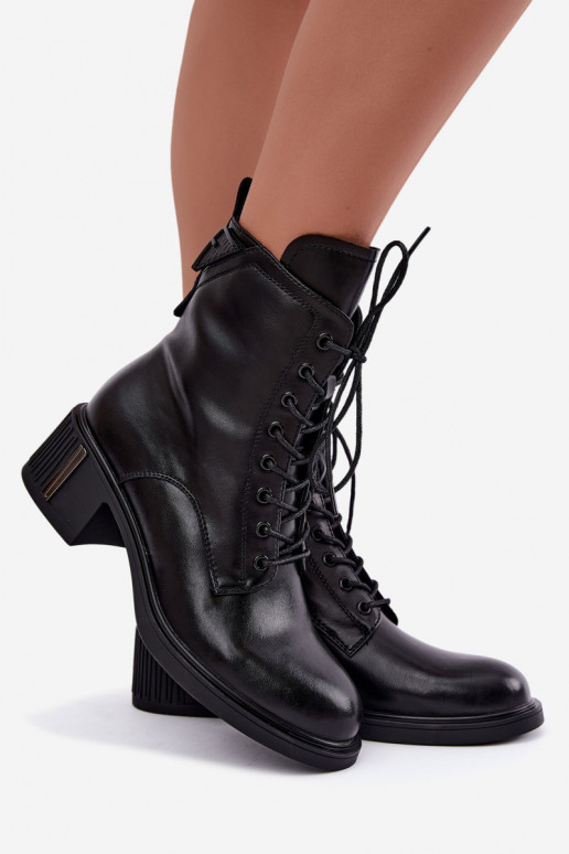 Wärmende Stiefeletten aus Leder Vinceza schwarz