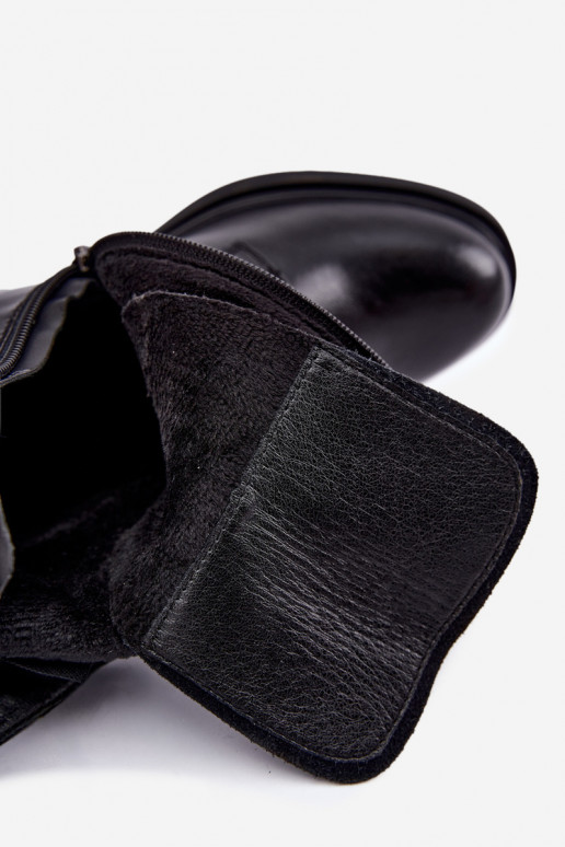 Wärmende Stiefeletten aus Leder Vinceza schwarz