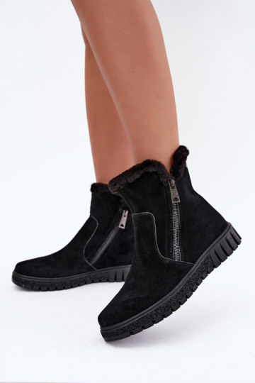 Stiefel aus Kunstveloursleder mit Fell Vinceza schwarz
