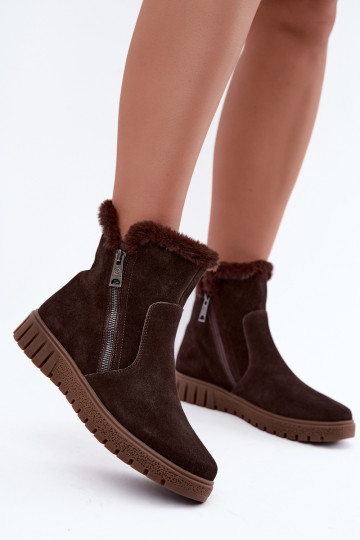Stiefel aus Kunstveloursleder mit Fell Vinceza Czekolado 2