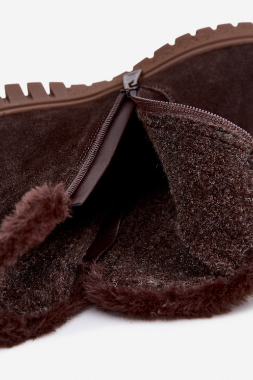 Stiefel aus Kunstveloursleder mit Fell Vinceza Czekolado