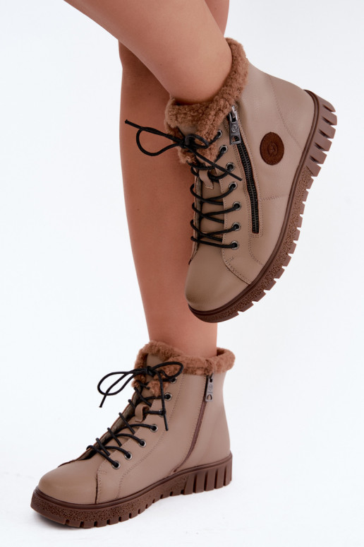 Damen gefütterte Stiefeletten aus Naturleder Vinceza 133123 in Sandfarbe