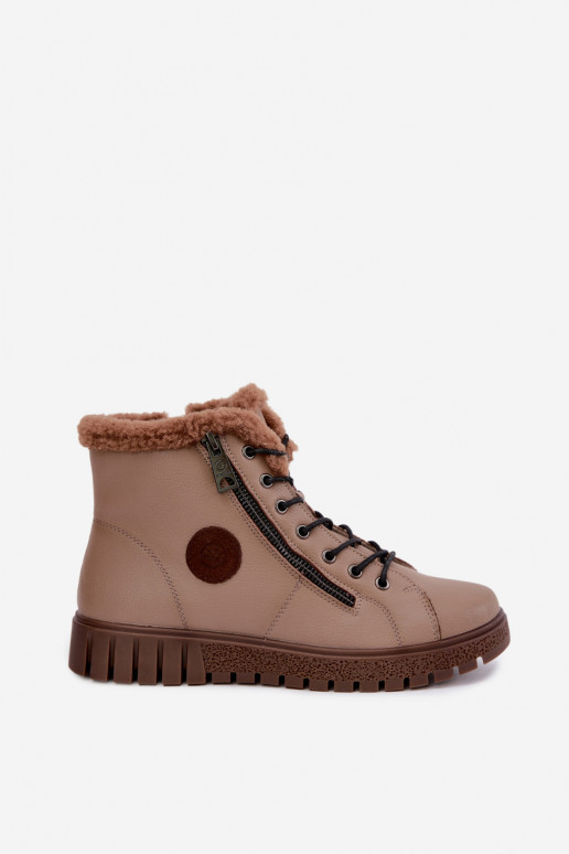 Damen gefütterte Stiefeletten aus Naturleder Vinceza 133123 in Sandfarbe